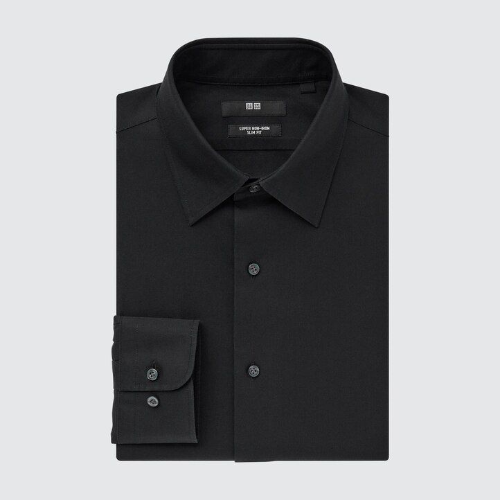 uniqlo herren-super-bügelfreies slim-fit-t-shirt mit normalem kragen weiß