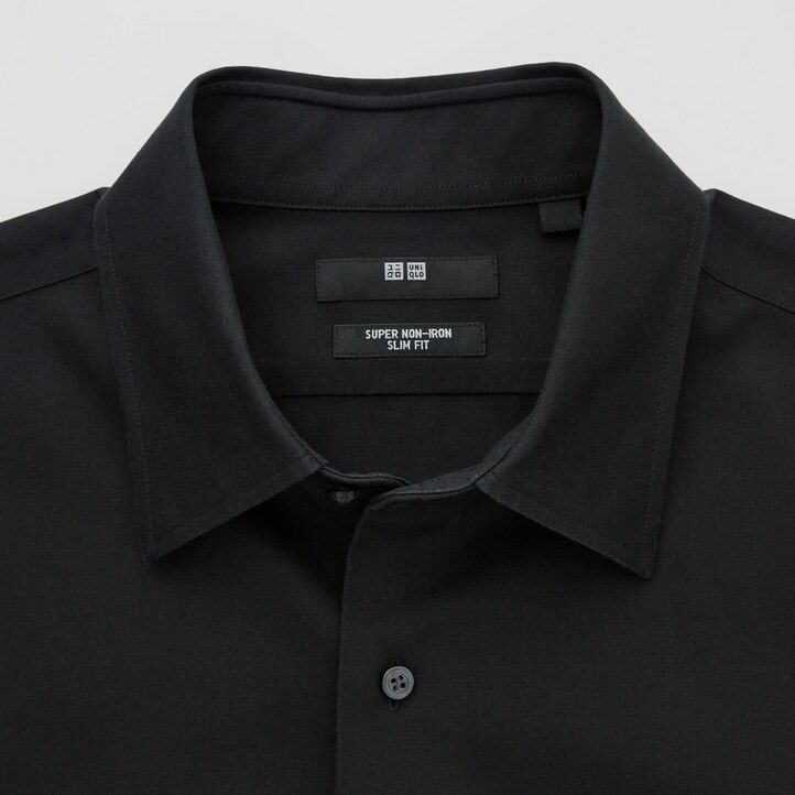 uniqlo herren-super-bügelfreies slim-fit-t-shirt mit normalem kragen weiß