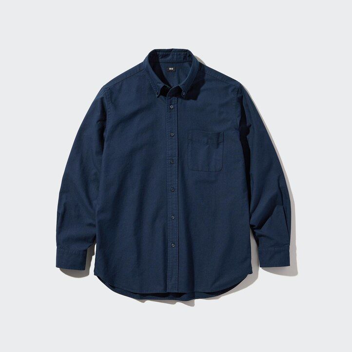 uniqlo herrenhemden oxford-stil normale passform normaler kragen weiß