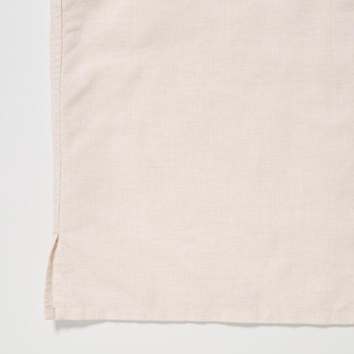 beige uniqlo herrenhemden aus leinenmischung mit Ärmeln und offenem kragen
