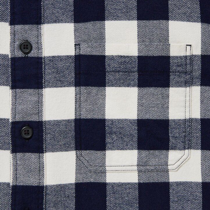 uniqlo herren-flanellhemd normale passform kariert normaler kragen weiß