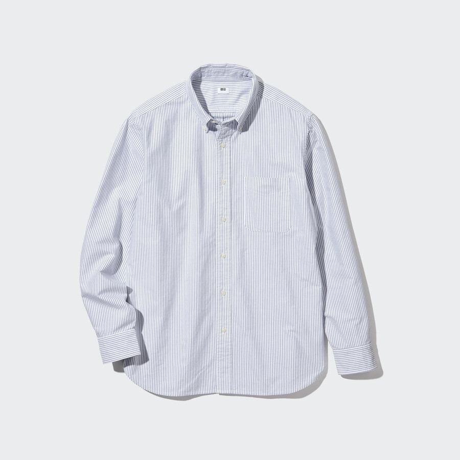 graue uniqlo herrenhemden reguläre passform gestreift oxford-stil