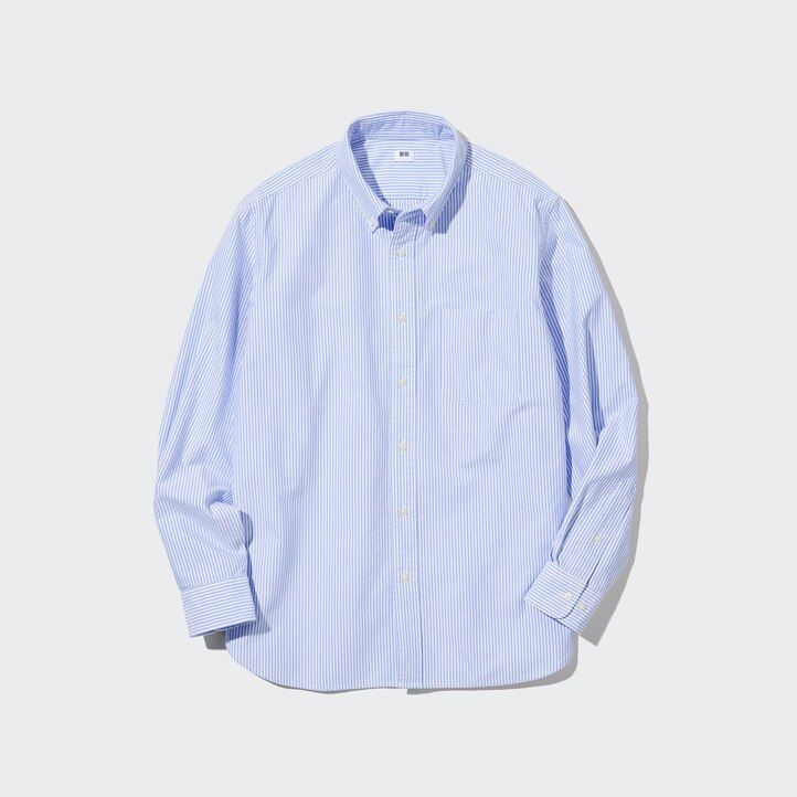 graue uniqlo herrenhemden reguläre passform gestreift oxford-stil