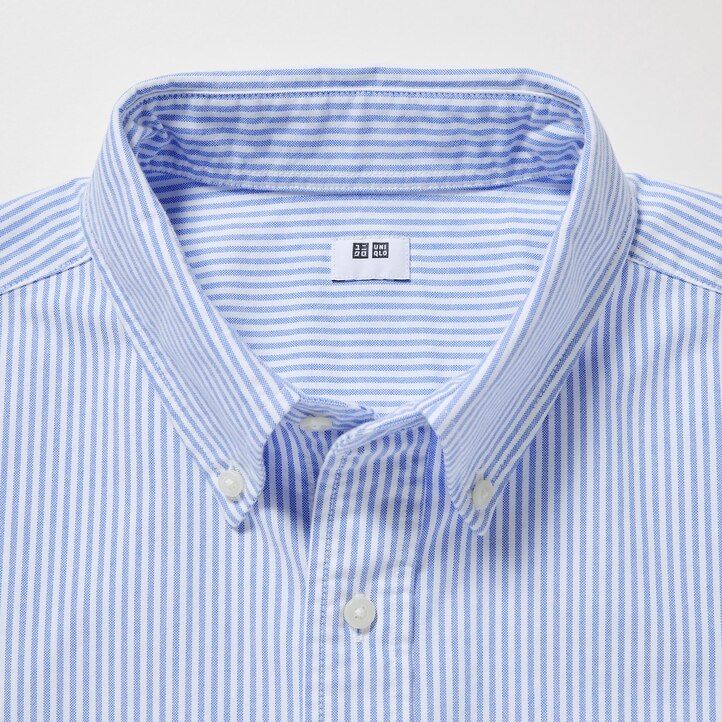 graue uniqlo herrenhemden reguläre passform gestreift oxford-stil