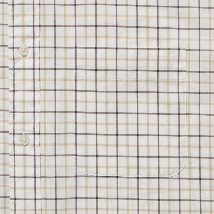 uniqlo herrenhemd aus extrafeinem baumwoll-broadcloth normaler passform kariert mit button-down-kragen weiß