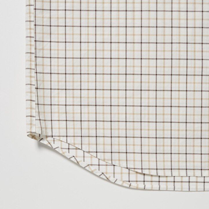 uniqlo herrenhemd aus extrafeinem baumwoll-broadcloth normaler passform kariert mit button-down-kragen weiß