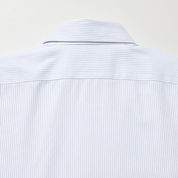 blaues uniqlo super non iron slim fit streifenhemd mit normalem kragen für herren
