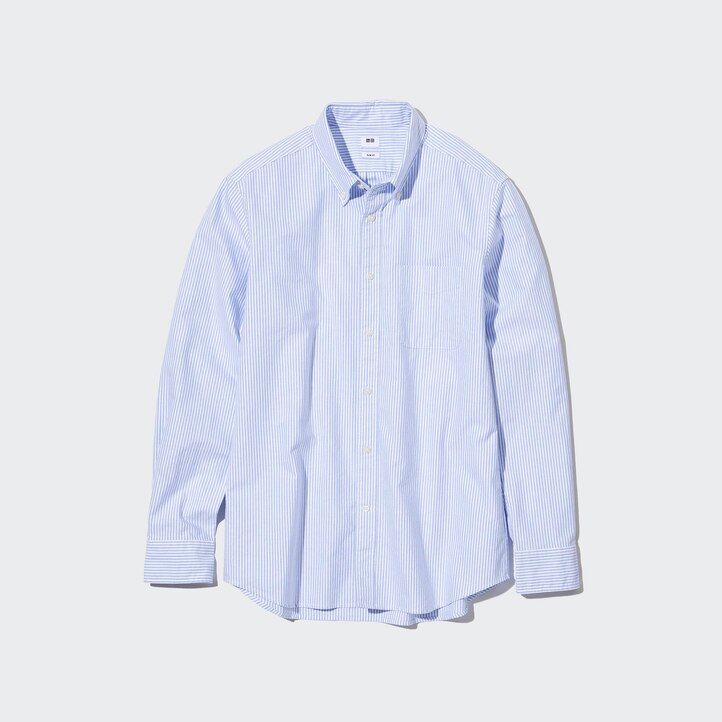 uniqlo slim fit gestreiftes oxford-hemd für herren grün