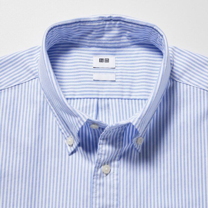 uniqlo slim fit gestreiftes oxford-hemd für herren grün