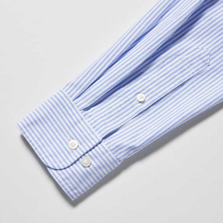 uniqlo slim fit gestreiftes oxford-hemd für herren grün