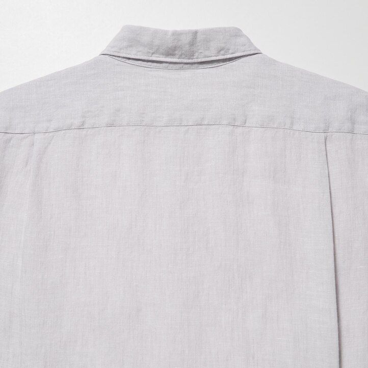 uniqlo herrenhemd aus 100 premium-leinen reguläre passform stehkragen hellgrün