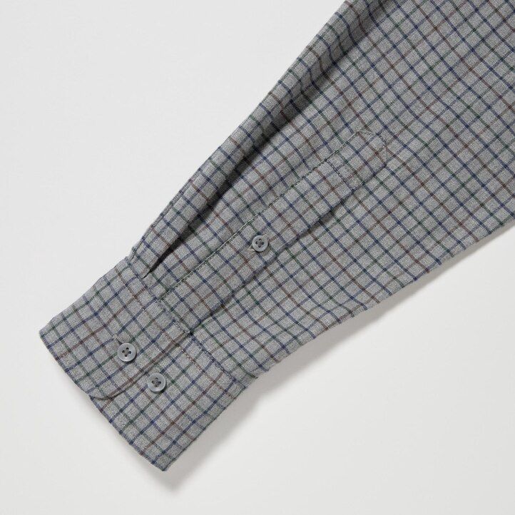 uniqlo flanellhemd normale passform kariert button-down-kragen herrenhemd weiß
