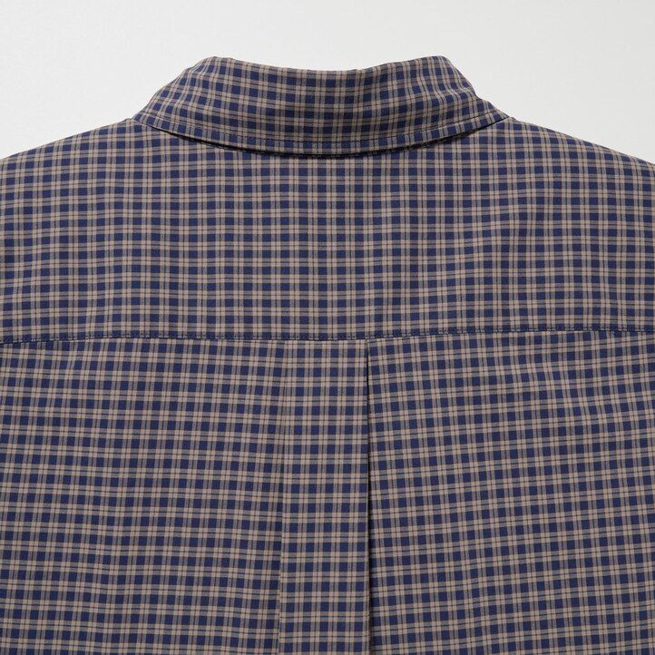 braunes uniqlo herrenhemd aus extrafeinem baumwoll-broadcloth mit karomuster regulärer passform und button-down-kragen modell „extra fine cotton broadcloth regular fit.