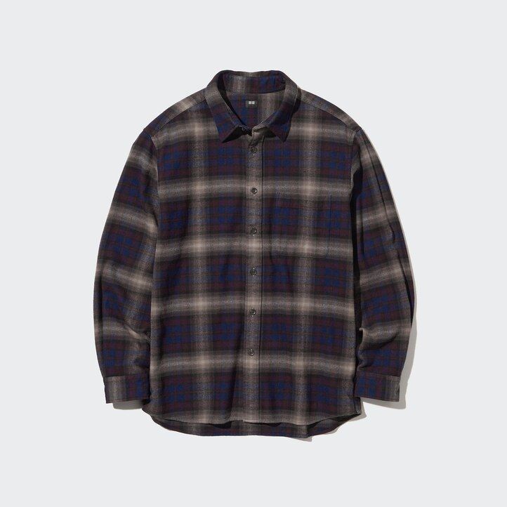 uniqlo flanellhemden reguläre passform kariert normaler kragen herrenhemden bordeauxrot
