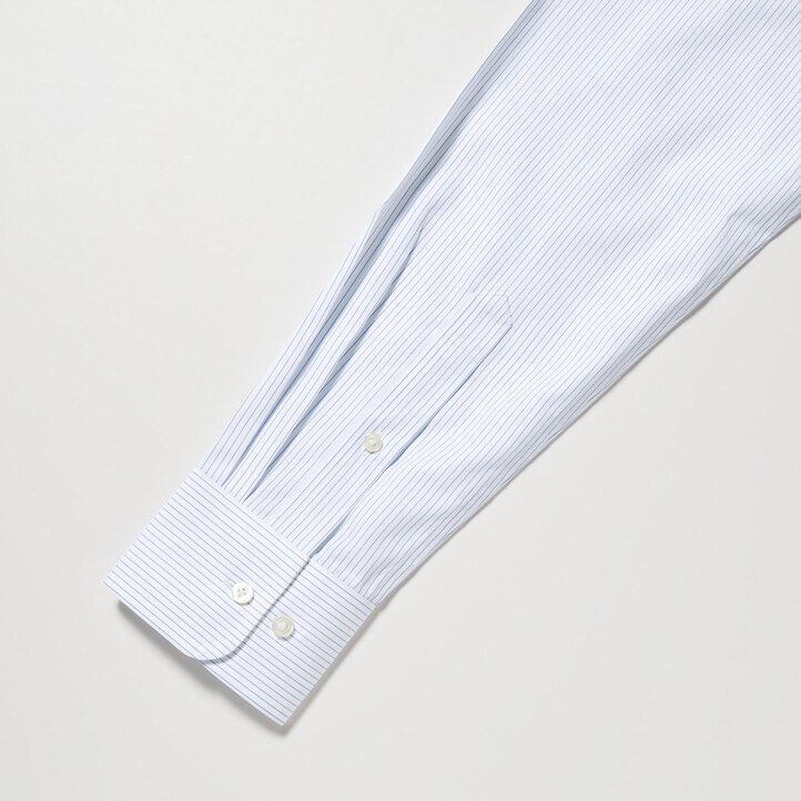 blaues uniqlo super non iron regular fit streifenhemd mit normalem kragen für herren