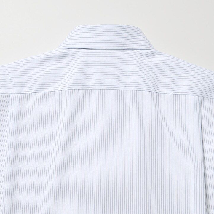 blaues uniqlo super non iron regular fit streifenhemd mit normalem kragen für herren
