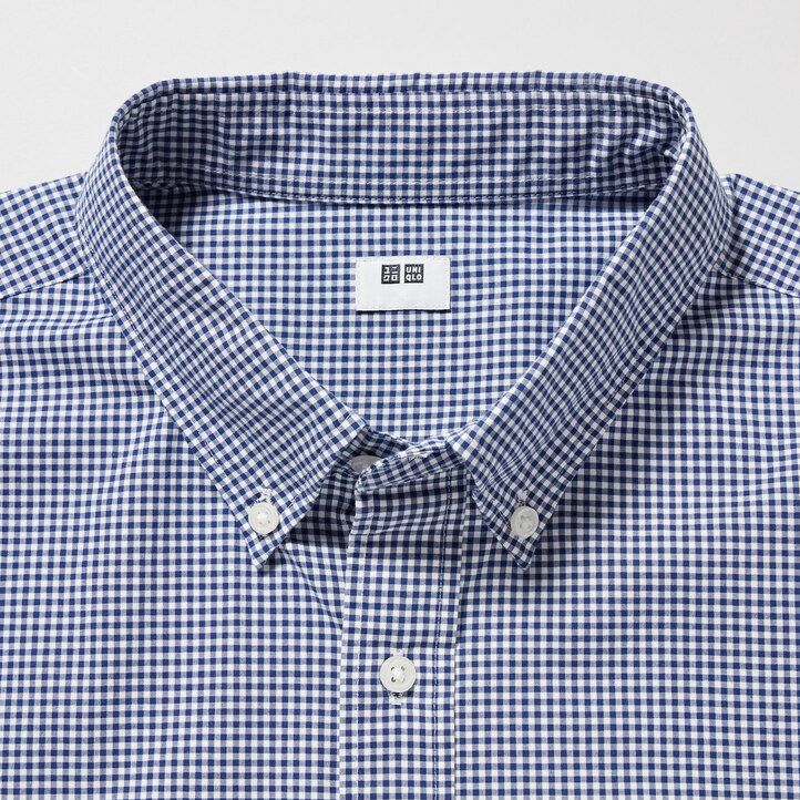 uniqlo herrenhemden aus extrafeinem baumwoll-broadcloth mit langen Ärmeln blau