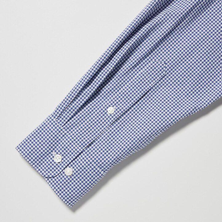 uniqlo herrenhemden aus extrafeinem baumwoll-broadcloth mit langen Ärmeln blau