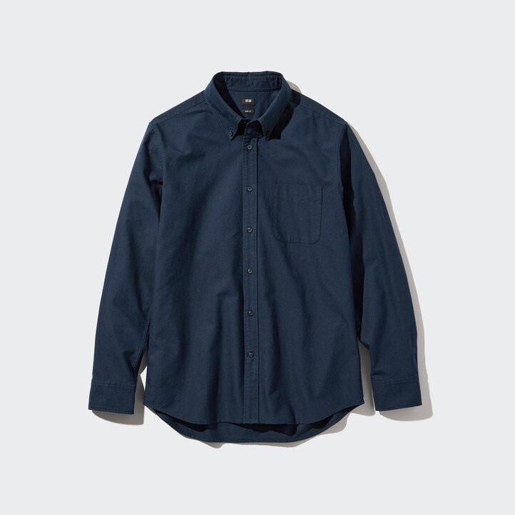 uniqlo slim fit oxford herrenhemden blau