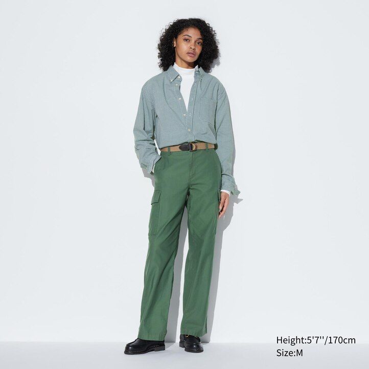 braunes uniqlo herrenhemd aus extrafeinem baumwoll-broadcloth mit karomuster regulärer passform und button-down-kragen modell „extra fine cotton broadcloth regular fit.