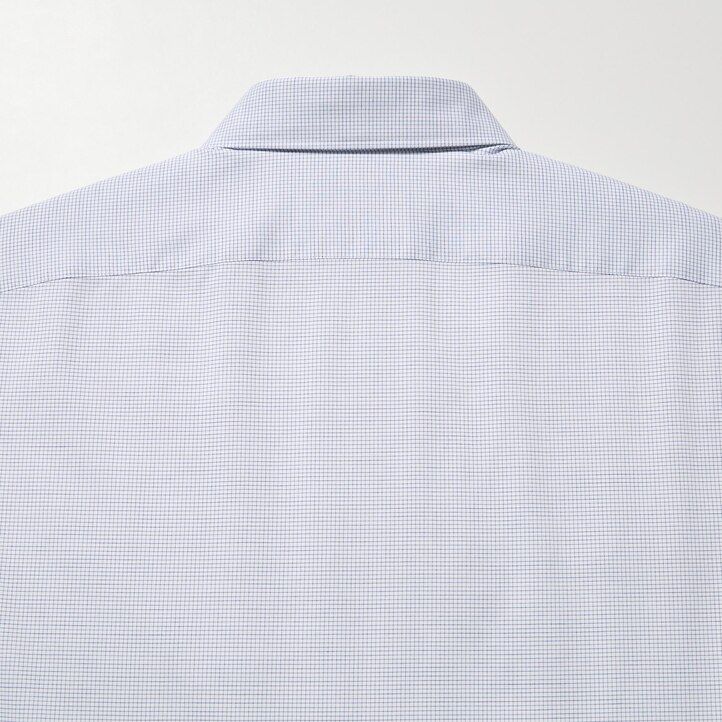 uniqlo easyre stretch slim fit herrenhemd mit karomuster und halboffenem kragen blau