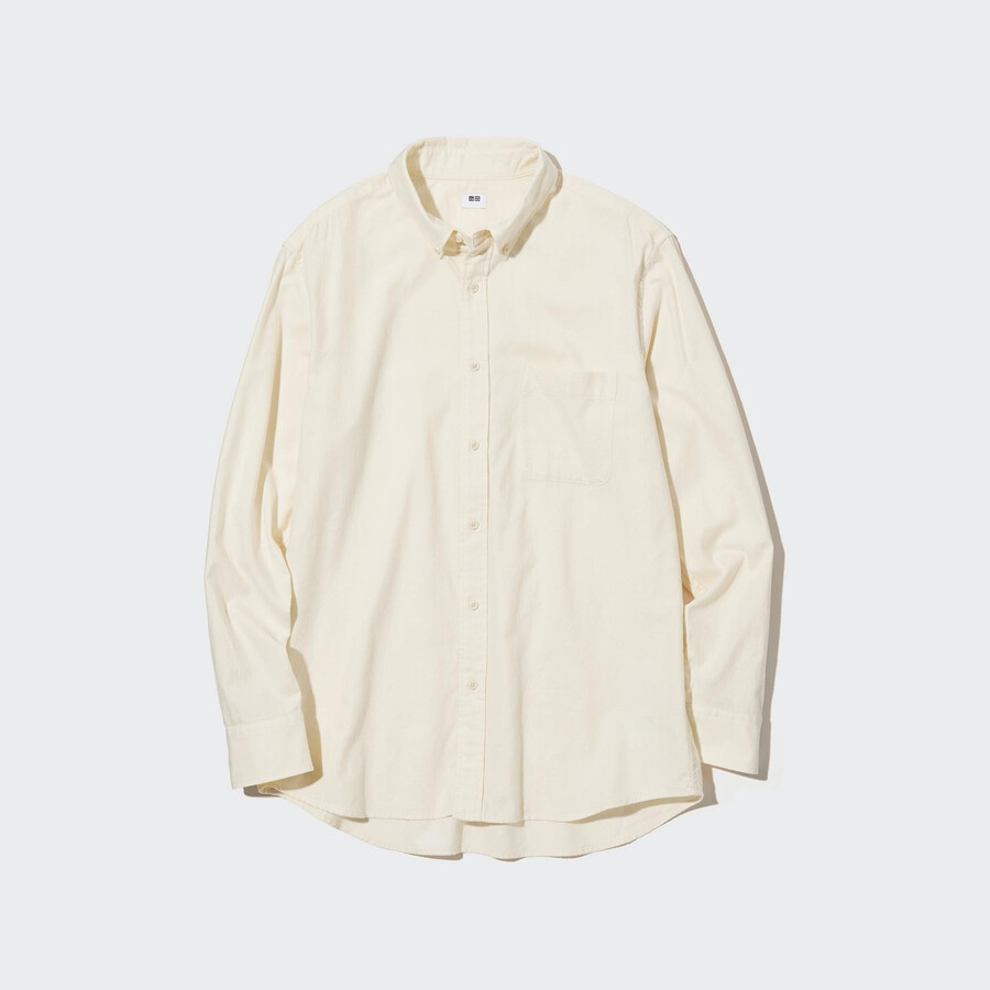 uniqlo flanellhemd normale passform button-down-kragen herrenhemd weiß