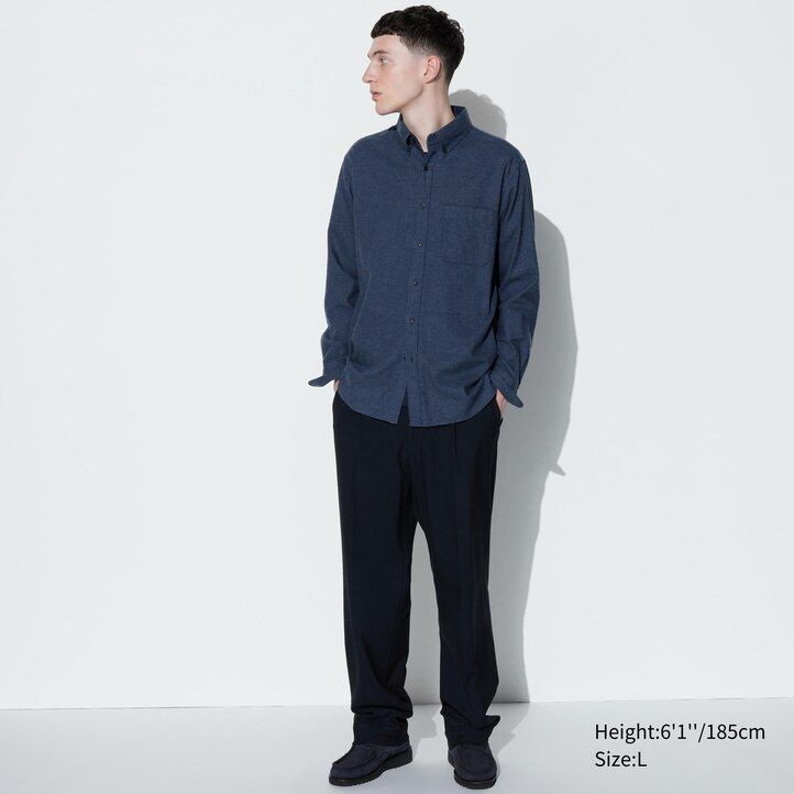 uniqlo flanellhemd normale passform button-down-kragen herrenhemd weiß