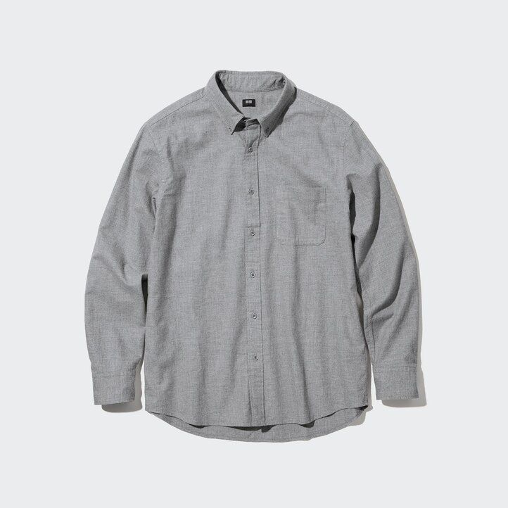 uniqlo flanellhemd normale passform button-down-kragen herrenhemd weiß
