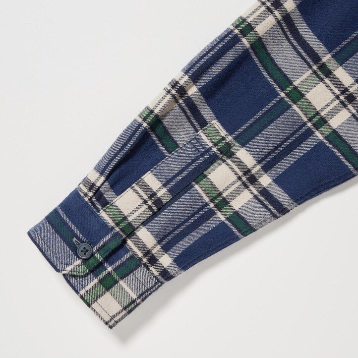 uniqlo flanellhemden reguläre passform kariert normaler kragen herrenhemden blau