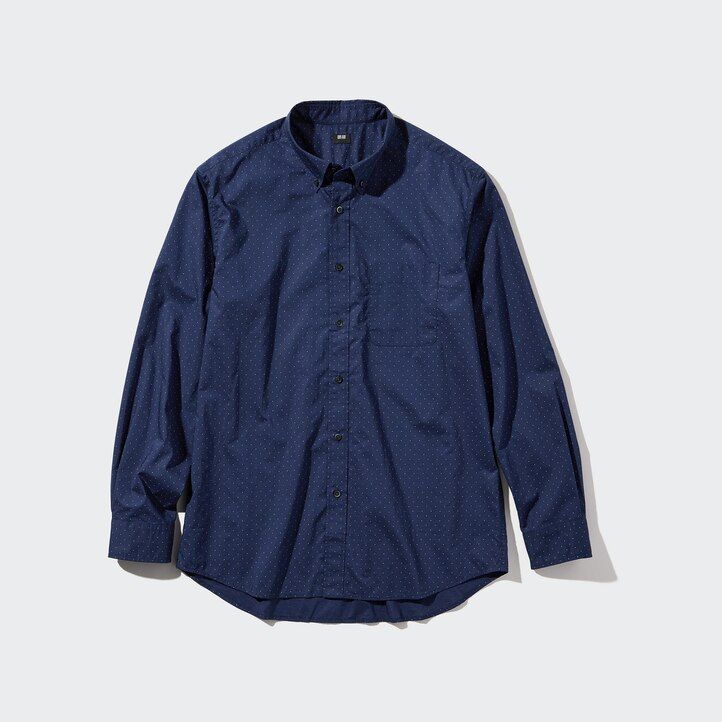 uniqlo herrenhemden aus extrafeinem baumwoll-broadcloth mit print und knopfleiste weiß