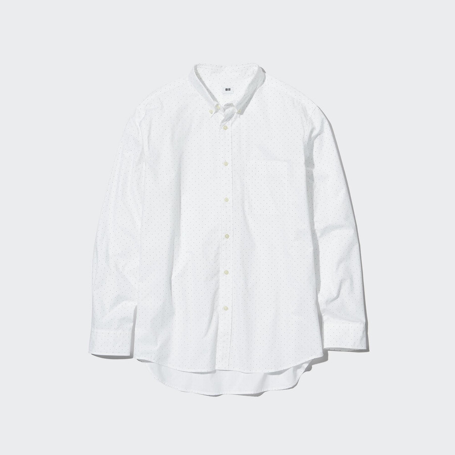 weiße herrenhemden von uniqlo aus extrafeinem baumwoll-broadcloth mit normaler passform und print sowie normalem kragen