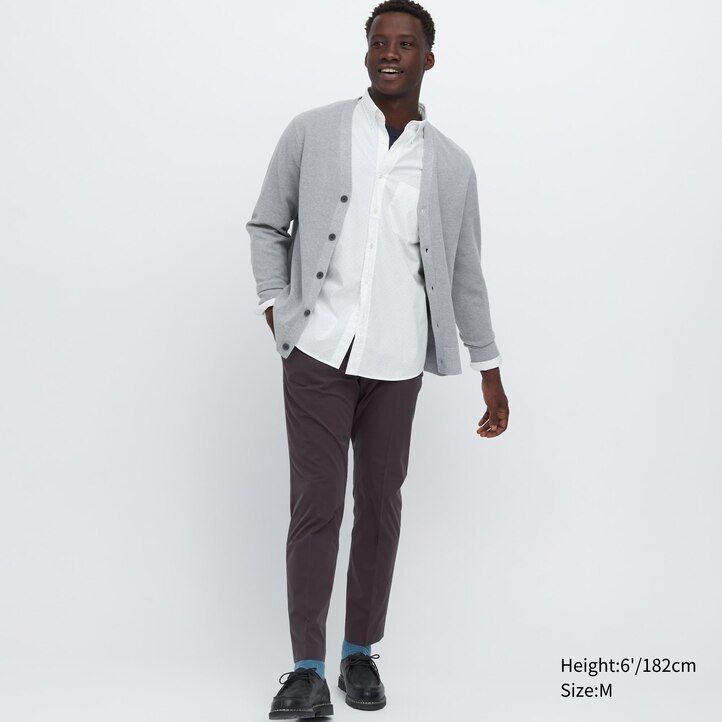 weiße herrenhemden von uniqlo aus extrafeinem baumwoll-broadcloth mit normaler passform und print sowie normalem kragen