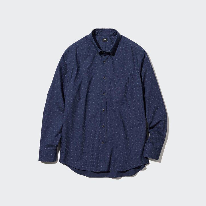 weiße herrenhemden von uniqlo aus extrafeinem baumwoll-broadcloth mit normaler passform und print sowie normalem kragen