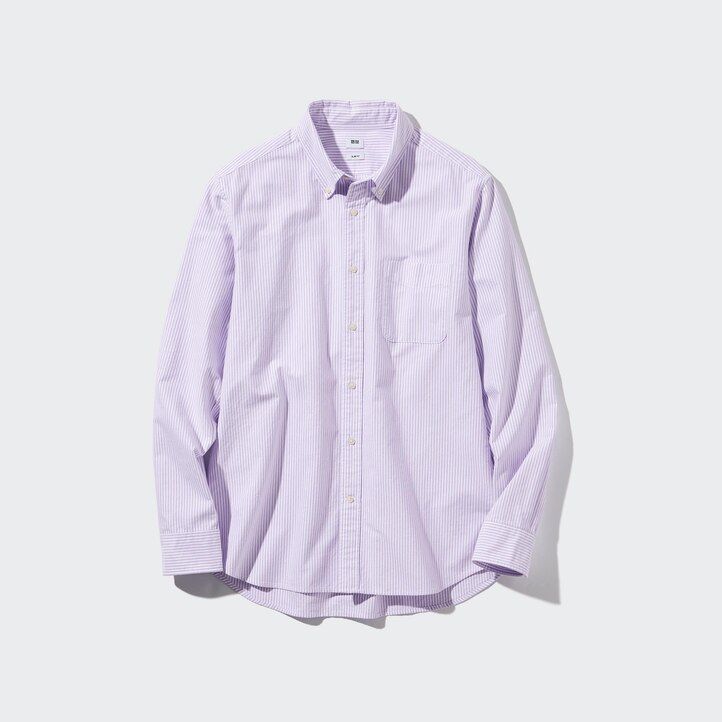 uniqlo herren-oxfordhemden schmal geschnitten gestreift grau