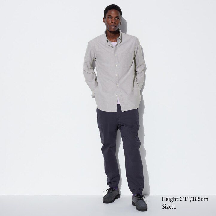 uniqlo slim fit oxford herrenhemden mit normalem kragen blau