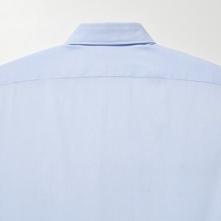 uniqlo easyre stretch slim fit herrenhemd mit streifenmuster und halboffenem kragen blau