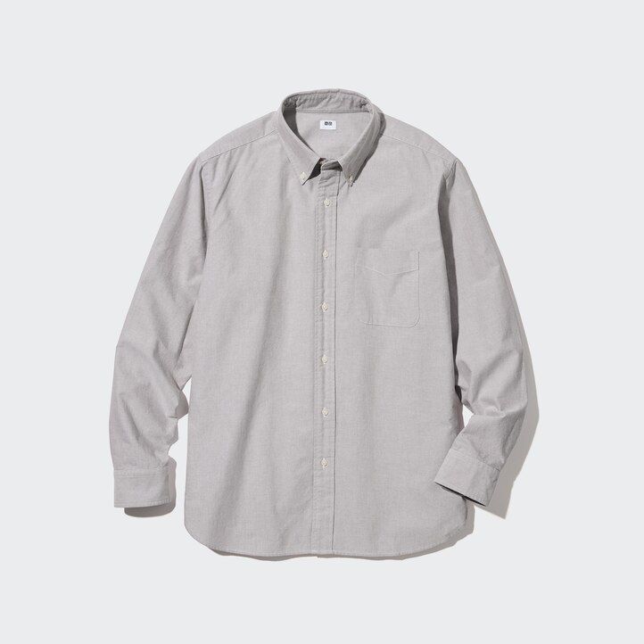 uniqlo herrenhemden reguläre passform oxford-stil button-down-kragen weiß