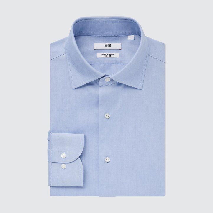 weißes uniqlo herren super non iron slim fit t-shirt mit halbgeschnittenem kragen