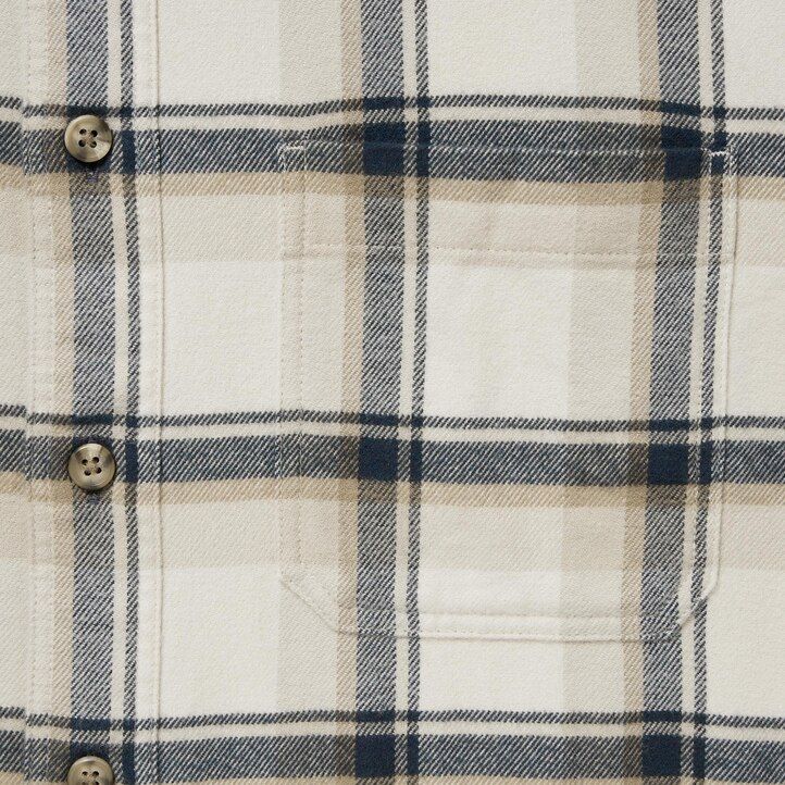 uniqlo herren-flanellhemd reguläre passform kariert normaler kragen beige