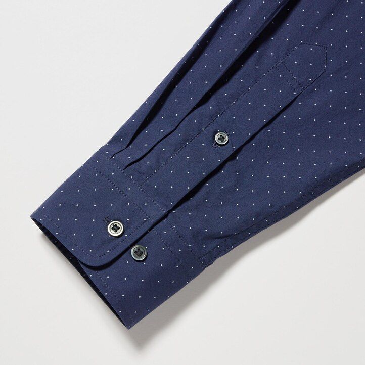 uniqlo herrenhemd aus extrafeinem baumwoll-broadcloth normale passform bedruckt button-down-kragen weiß
