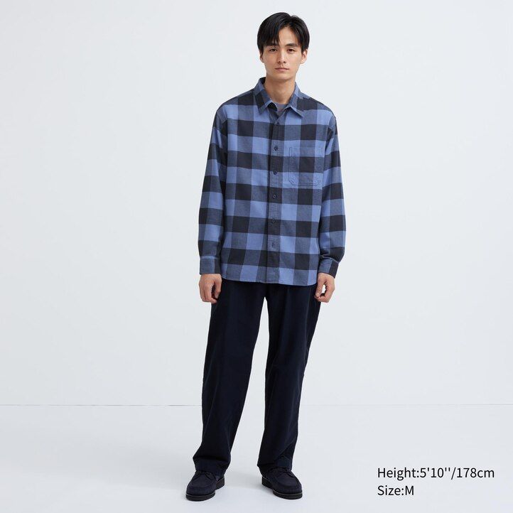 uniqlo herren-flanellhemden mit karomuster beige