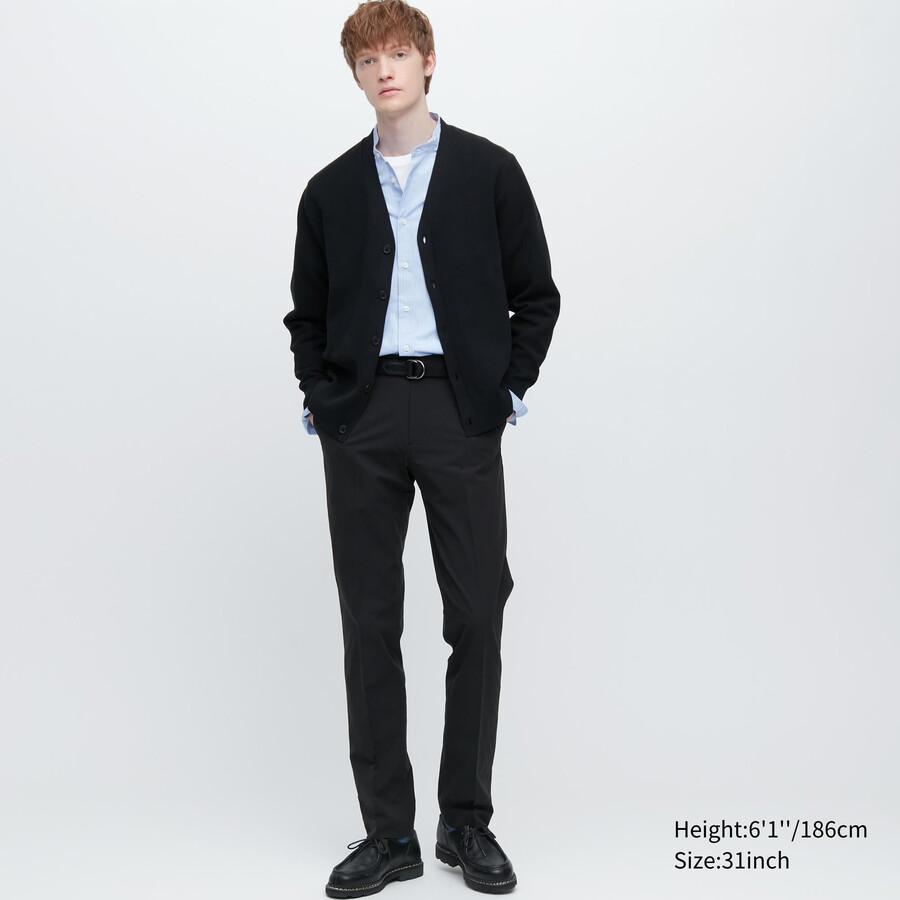 schwarze herrenanzüge von uniqlo airsense ultra light cotton like