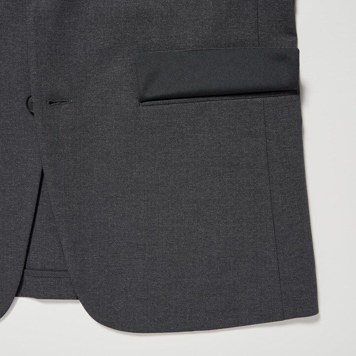dunkelgraue herrenanzüge von uniqlo airsense ultra light in wolloptik