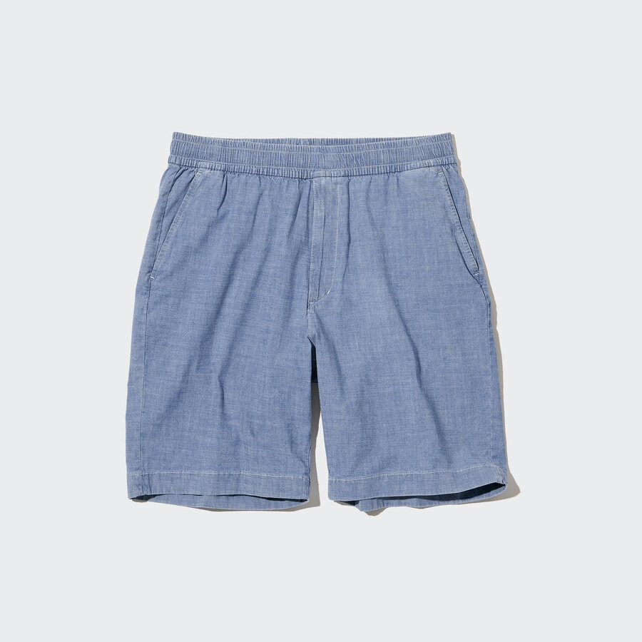 blaue uniqlo chambray stretch easys herrenhose
