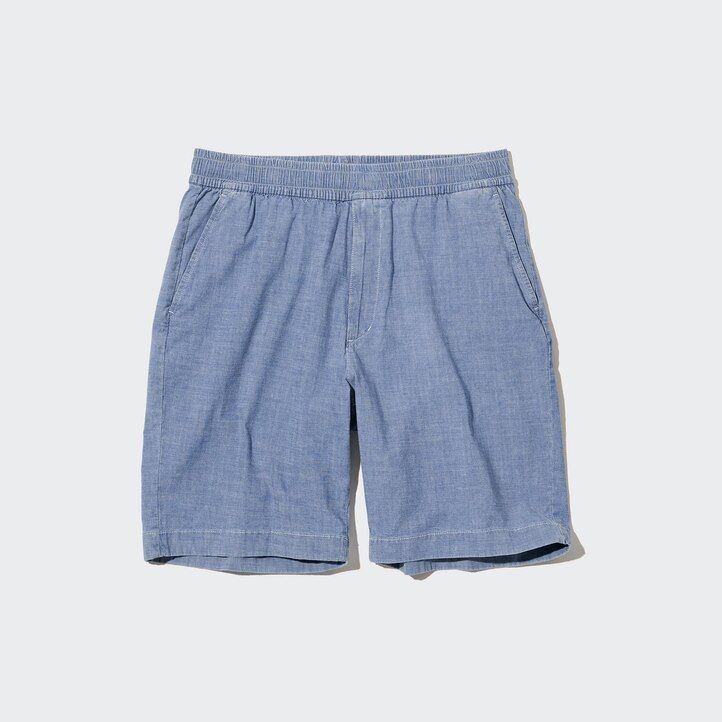 blaue uniqlo chambray stretch easys herrenhose