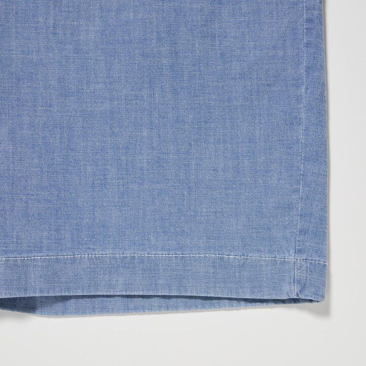blaue uniqlo chambray stretch easys herrenhose