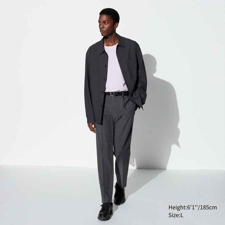 graue uniqlo smart wool-ähnliche herrenhose in knöchellänge
