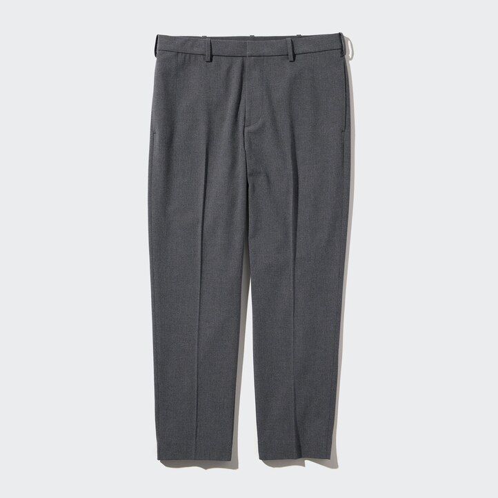 graue uniqlo smart wool-ähnliche herrenhose in knöchellänge