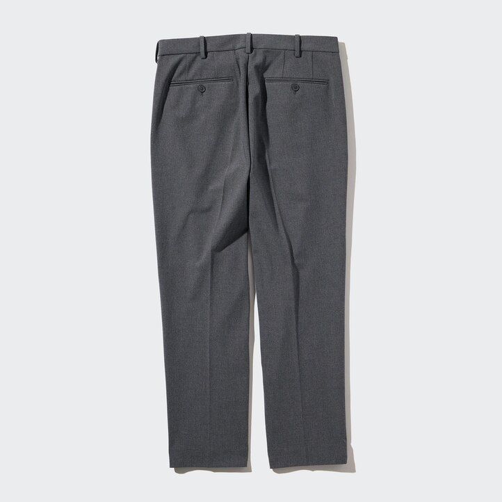 graue uniqlo smart wool-ähnliche herrenhose in knöchellänge