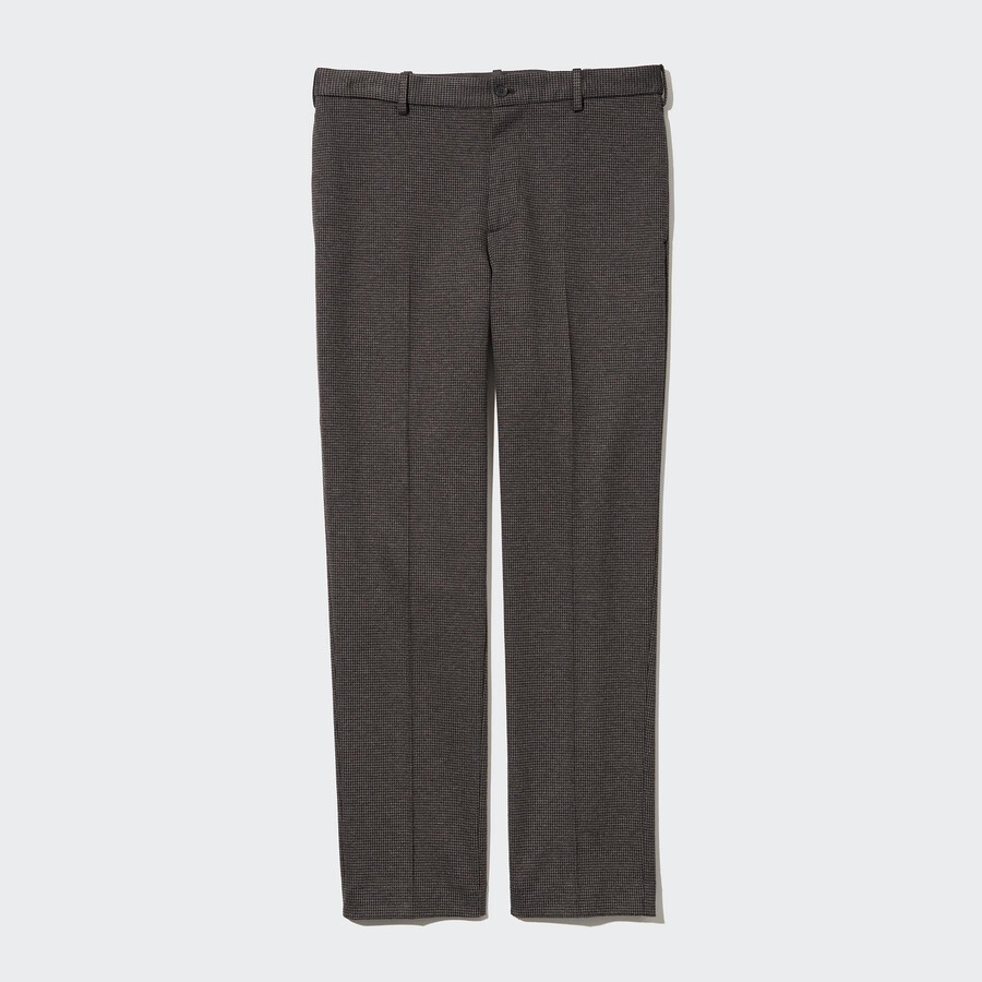 uniqlo herrenhose mit hahnentrittmuster knöchellänge dunkelbraun